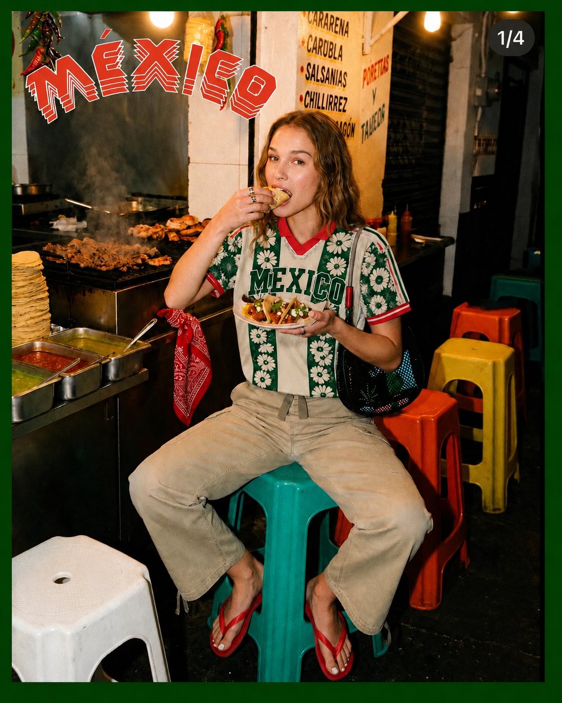 "Mexico" Floral Jersey T-Shirt