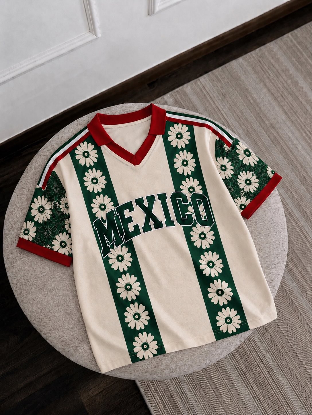 "Mexico" Floral Jersey T-Shirt