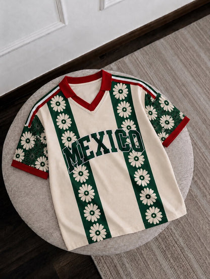 "Mexico" Floral Jersey T-Shirt